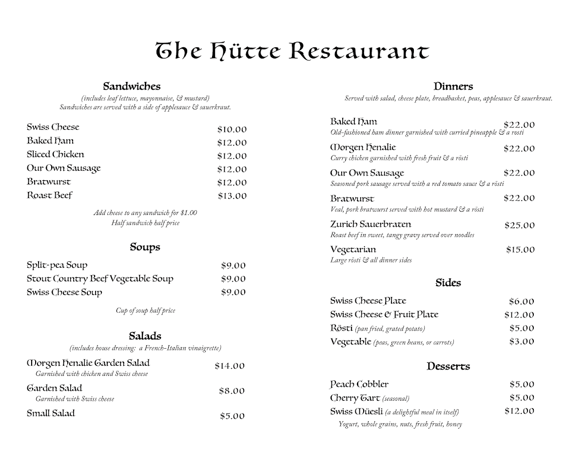 Menu The Hütte Restaurant-1